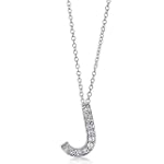Sterling Silver Pendant Cubic Zirconia CZ Initial "J" Pendant Necklace - Ideal Gift For Mother Day, Anniversary, Engagement, Wedding, Birthday, For Her