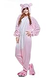 Newcosplay Polar Fleece Onesies Pajamas (M, Pink Pig)