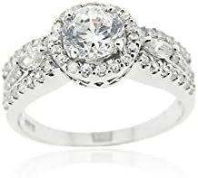 .925 Sterling Silver Round Cubic Zirconia Engagement Ring Size 6