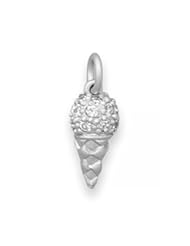 Jewelry: Rhodium Plated Ice Cream Cone Charm - Glitzs
