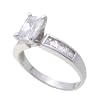 SilverBin Sterling Silver Engagement Style Prong Set Rectangular CZ Ring with Baguette CZ Accents