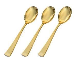 Gold Disposable Fineline Heavyweight Plastic Spoon, 6.25