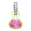 14K Two-Tone Gold Chatham Created Pink Sapphire and Diamond Pendant