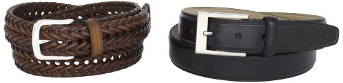 Dockers Men's Leather Wardrobe Belt Set, Black/Brown, Large 38-40