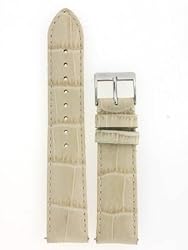 Ladies Watch Band Crocodile Grain Cream Glossy Built-In Spring Bars