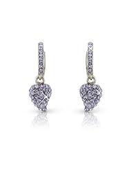 Christmas Present White Swarovski Elements Crystals White Gold Plated Purple Lilac Heart Necklace Pendant Earrings with Gold Gift Box