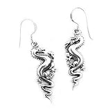 Sterling Silver Dueling DRAGON Serpent Hook Earrings