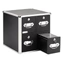 Vaultz VZ01049 4-Drawer Locking CD Storage Cabinet Holds up to 660 CDs (Black with Chrome Accents)