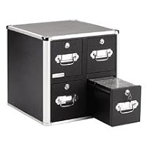 Vaultz VZ01049 4-Drawer Locking CD Storage Cabinet Holds up to 660 CDs (Black with Chrome Accents)