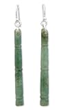Jade earrings, 'Spirit of Bamboo, Path to Enlightenment' 2 L
