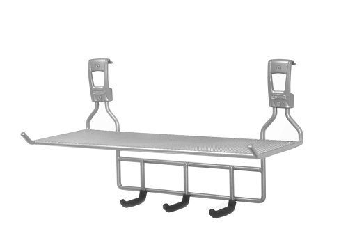 Rubbermaid 5E1501SNCKL FastTrack 19-1/4-by-11-1/4-by-7-Inch Shelf with Three Hooks, Satin Nickel