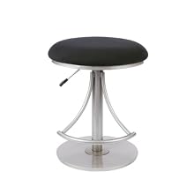 Hillsdale Venus Backless Adjustable Swivel Stool, Silver Finish with Black Faux-Suede Fabric