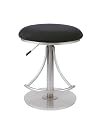 Hillsdale Venus Backless Adjustable Swivel Stool, Silver Finish with Black Faux-Suede Fabric