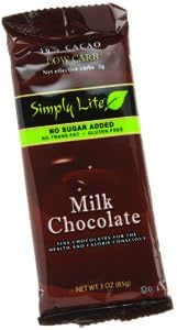 Simply Lite Low Carb Milk Chocolate 36% Cacao 3-Ounce Ba Roasted (Pack of 10)