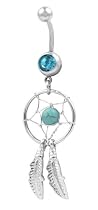 Aqua Dream Catcher Navel Ring Belly Rings Body Jewelry