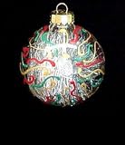 Regal Poinsettia Design - Hand Painted - Heavy Glass Ornament - 3.25 inch diameter