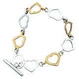 14K Rose & White Gold Open Heart Toggle Lock Bracelet