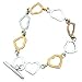 14K Rose & White Gold Open Heart Toggle Lock Bracelet