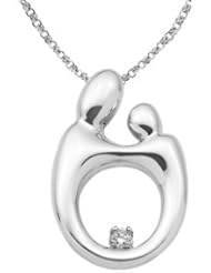 0.03 cttw Mother and Child® Pendant by Janel Russell - 14kt White Gold