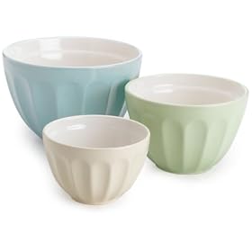 DII Set of 3 Natural Ceramic Mixing Bowls - Mixed Sizes by DII