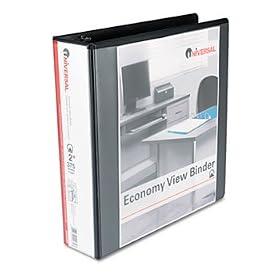 Round Ring Economy Vinyl View Binder, 2 Capacity, Black