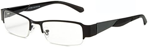 Light Weight Spring Hinge Half Rim Magnification Metal Frame Reading Glasses RX Strength +1.00 +1.50 +1.75 +2.00 (Black, 2 x)