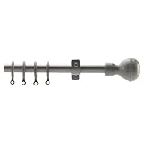 16 19mm Extendable Metal Curtains Pole Ball Finial Silver Effect 180 330cm