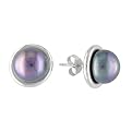 Sterling Silver Fwp Button Earrings - Peacock