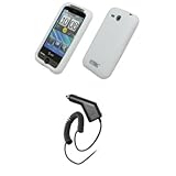EMPIRE White Silicone Skin Case Cover + Car Charger (CLA) for AT&T HTC Free ....
