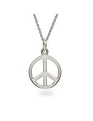 Sterling Silver Peace Sign Necklace