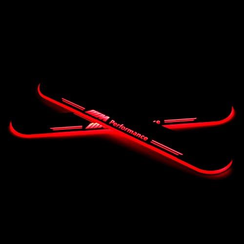 WIKOOL LED Door Scuff Step Plate Sill Cover Trim Panel Fit Welcome Pedal For BMW X5 E70 2007-2012 BMW X6 E71 2010-2014(Red)