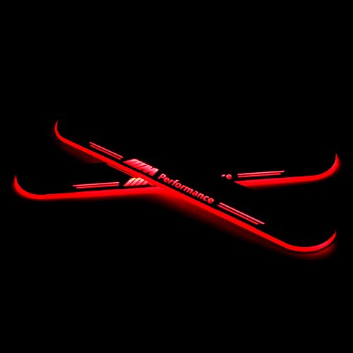 WIKOOL LED Door Scuff Step Plate Sill Cover Trim Panel Fit Welcome Pedal For BMW X5 E70 2007-2012 BMW X6 E71 2010-2014(Red)