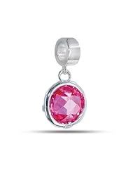 Pink Faceted Dangle Glass Bead In Sterling Silver