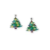 Sterling Silver Christmas Tree Earrings