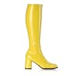 GOGO 3 Inch Womens Sexy Knee High Boots Stretch GOGO Boot With Block Heel Theatre Costumes Yellow Size: 11