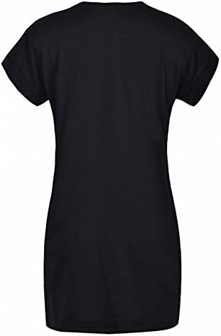 Vannice Women Summer Casual Cotton Black Print Mini Plus Size T Shirt Dress