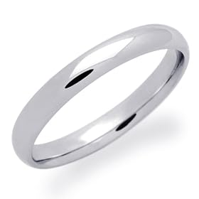 14K Wedding Band Men's 3MM Plain Comfort Fit White Gold Ring For Size 9