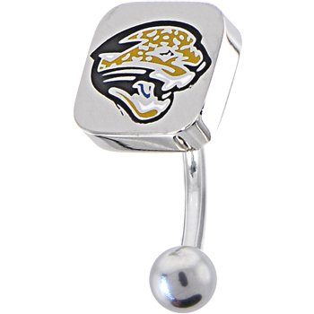 NFL Logo TOP Mount CURVED Belly Ring - Jacksonville Jaguars