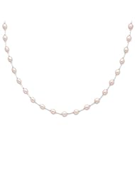 Sterling Silver 18in 6-6.5mm Pink Freshwater Cultured Pearl Necklace.