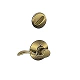 Schlage F59 ACC 609 RH Accent Interior Right-Handed Lever with Deadbolt, Antique Brass (Interior Hal