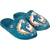 Miami Dolphins Big Logo Hard Sole Slippers Plush Slide Slippers Medium: Men's Sizes 9 to 10 / Women's Sizes 10 to 11