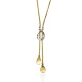 14K Yellow Gold Citrine Lariat Necklace 17