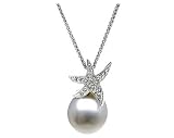 Natural South Sea Drop Pearl & Diamond Pendant in 14kt White Gold
