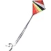 Striped 28-inch Diamond Kite, Durable Polyester Fabric, Easy Flyer - Black, White, Red, Orange - Includes 100-foot String and Handle
