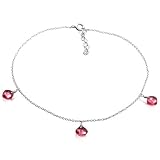 Sterling Silver Three-Drop Briolette Pomegranate Cubic Zirconia Anklet