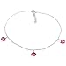 Sterling Silver Three-Drop Briolette Pomegranate Cubic Zirconia Anklet