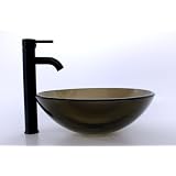 Buy 1 2 Thickness Round Clear Brown Glass Vessel Sink Combo with Oil Rubbed Bronze... by Best Sink