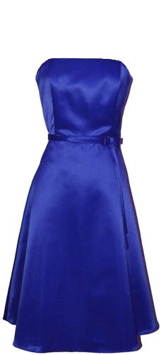 50's Strapless Satin Formal Bridesmaid Prom Dress, S, Royal