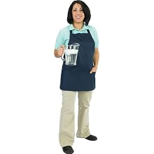 San Jamar 602BAFH Poly Cotton "Front of the House" Professional Bib Apron with 3 Compartment Front Pocket, 25" Length x 28" Width, Burgundy