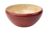 T&G Large Salad B owl in Hevea Wood with Red Gloss Exterior.d255